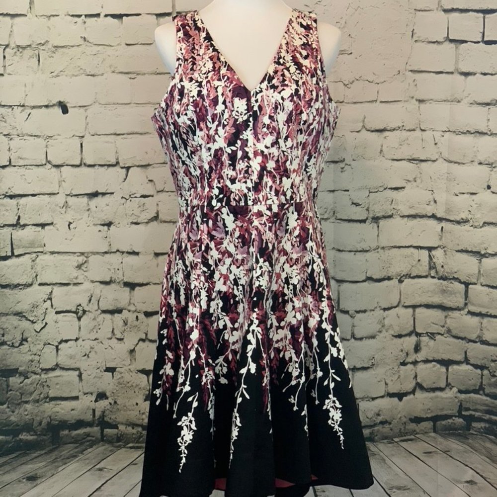 WHBM FLORAL HIGH-LO FIT-AND-FLARE DRESS (NWT)